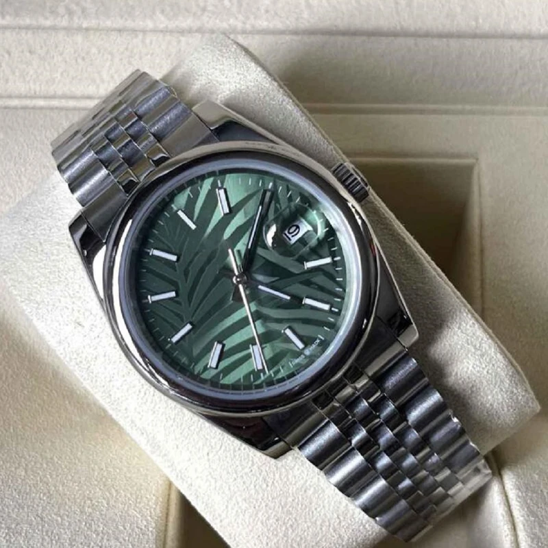 

Smooth Bezel Datejust Green Dial Steel Mens 36mm Sapphire Glass Watch Automatic Mechanical Stainless Oyster Perpetual Turquoise