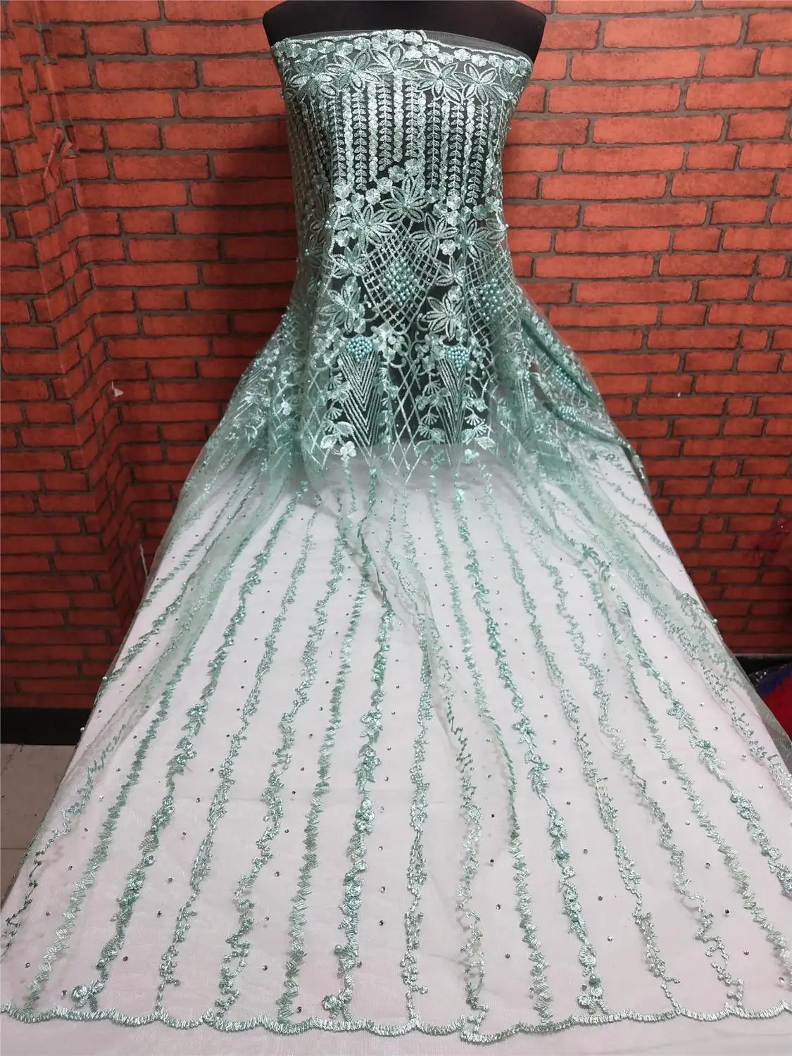 Французская Кружевная Ткань 5 ярдов/партия dhl Королевский синий камни бисер ткани