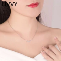 livvy fashion%c2%a0simple zircon cross geometric pendant silver color necklace for women creative elegant jewelry accessories
