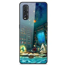 For OPPO FIND X2 Phone Case Tempered Glass Case Back Cover With Black Silicone Bumper Series 3