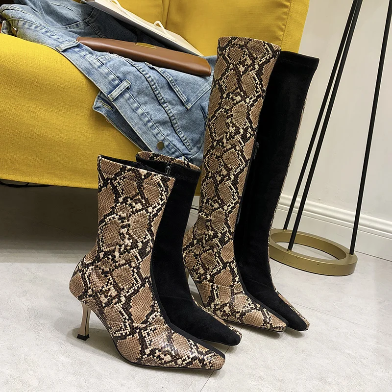 Boussac/эластичные сапоги до колена из искусственной кожи женские зимние в стиле