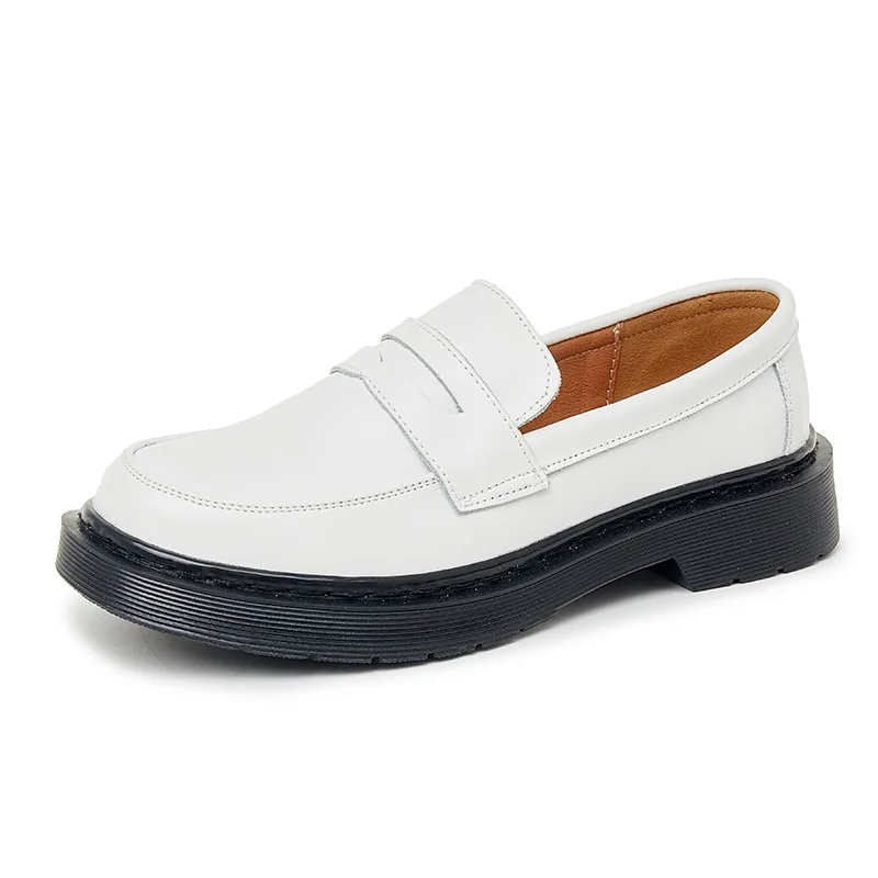 

Women's Spring Summer Shoes Large Size 2021 New Slip On British Style Girls Shoes Genuine Leather Fashion Student Women's Shoes