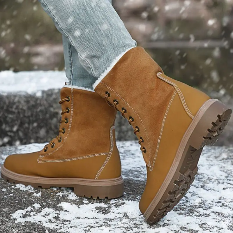 Женские теплые уличные ботильоны TAOFFEN Зимние Повседневные размеров 36-41 с мехом и
