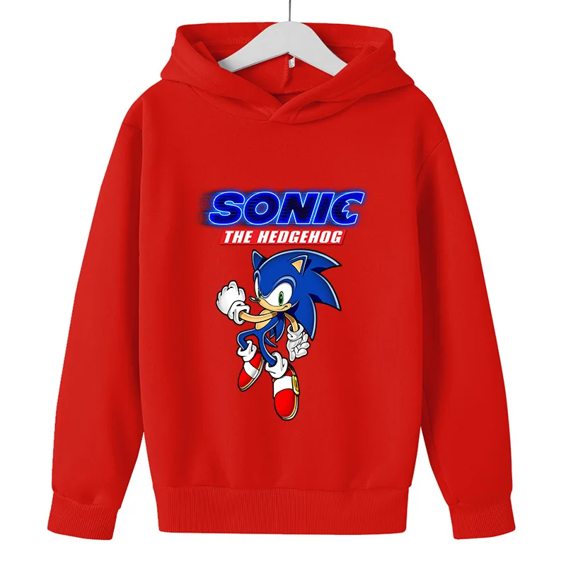 

New Sonics Hoodies Fashion Children Clothes Sweatshirt Boys/Girls Clothing Coat Long Sleeve Pullover Cartoon Tracksuit Hooded