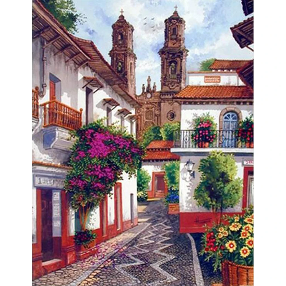 

diamond embroidery Old Mexico City landscape 5d diamond painting full square diamond mosaic pictures of rhinestones decor TY431