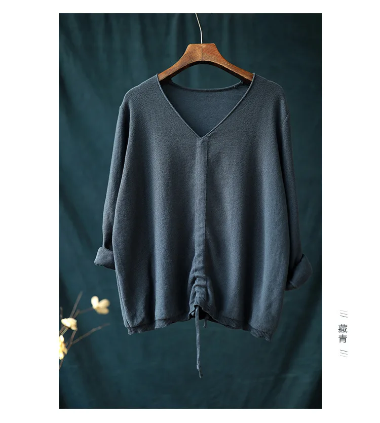 Осенняя футболка женские вязаные свободные пуловеры новинка 2019 ретро топы