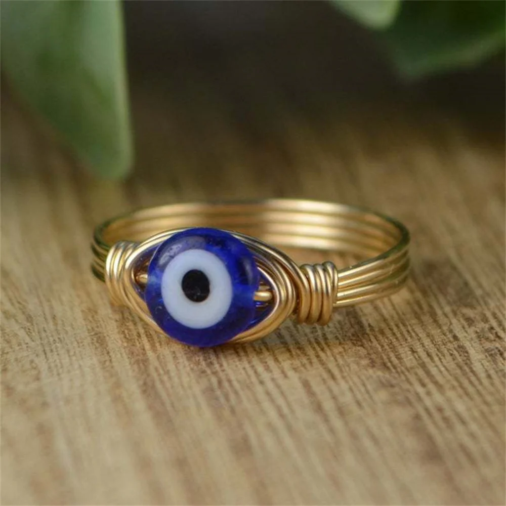 

Evil Devil's Eye Ring Handmade Copper Wire Ring For Women Egirl Unusual Rings 2021 Trend Goth Punk Vintage Fashion Lucky Jewelry