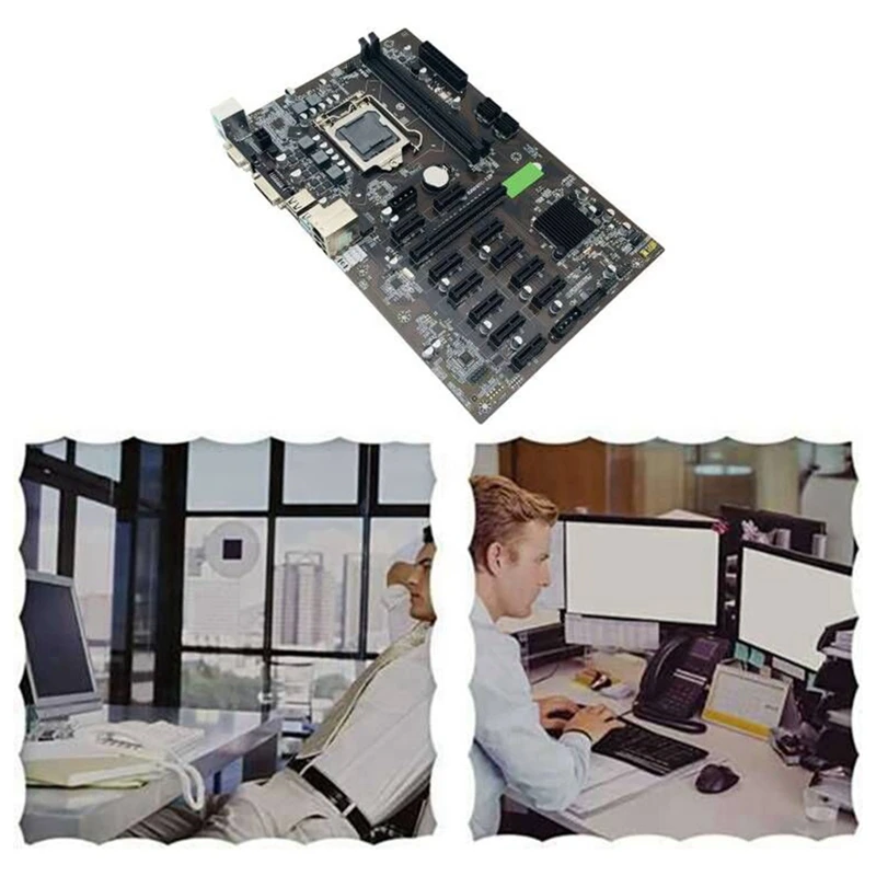 Материнская плата B250 BTC для майнинга LGA1151 с кабелем SATA + кабель переключения