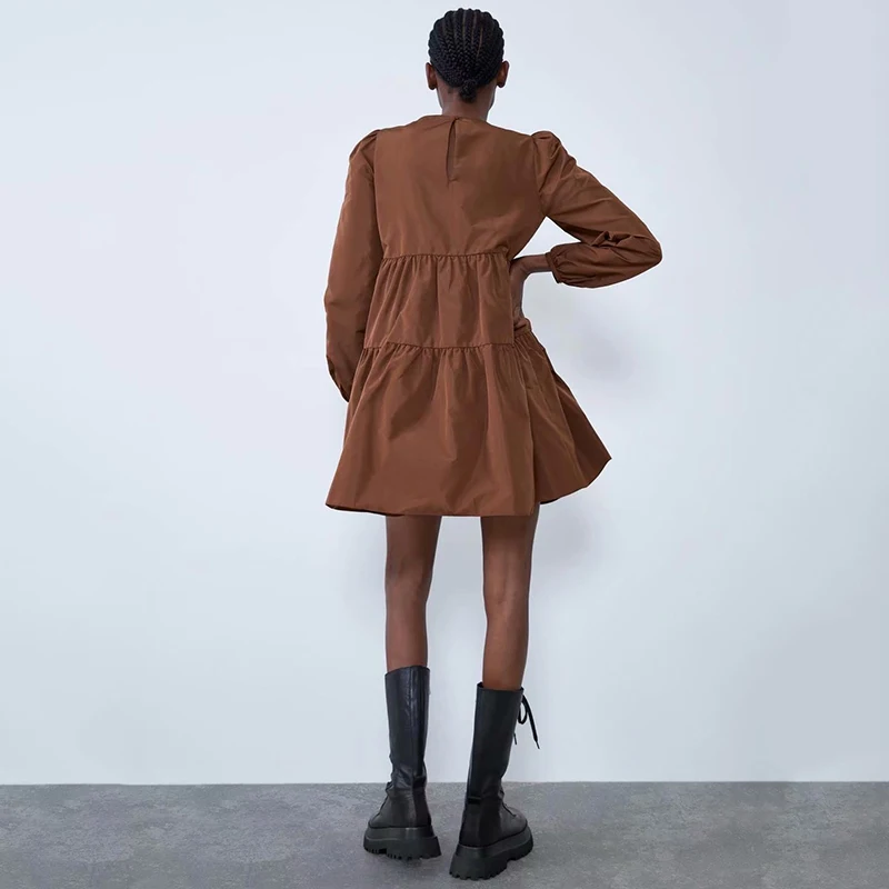 ZA/Новинка 2020 года модное платье для женщин Лидер продаж круглый вырез длинный