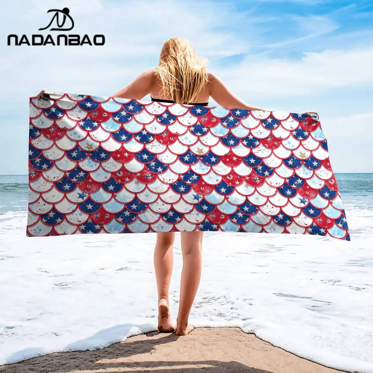 

NADANBAO Mermaid Outdoor Beach Swimming Towel Scale 3D Printed Water Sports Wrapped Bath Blanket Portable Sunscreen Beach Towels