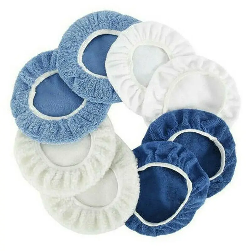 

Washable Car Polisher Pad Bonnet White+Blue Bonnet Buffing Replacement