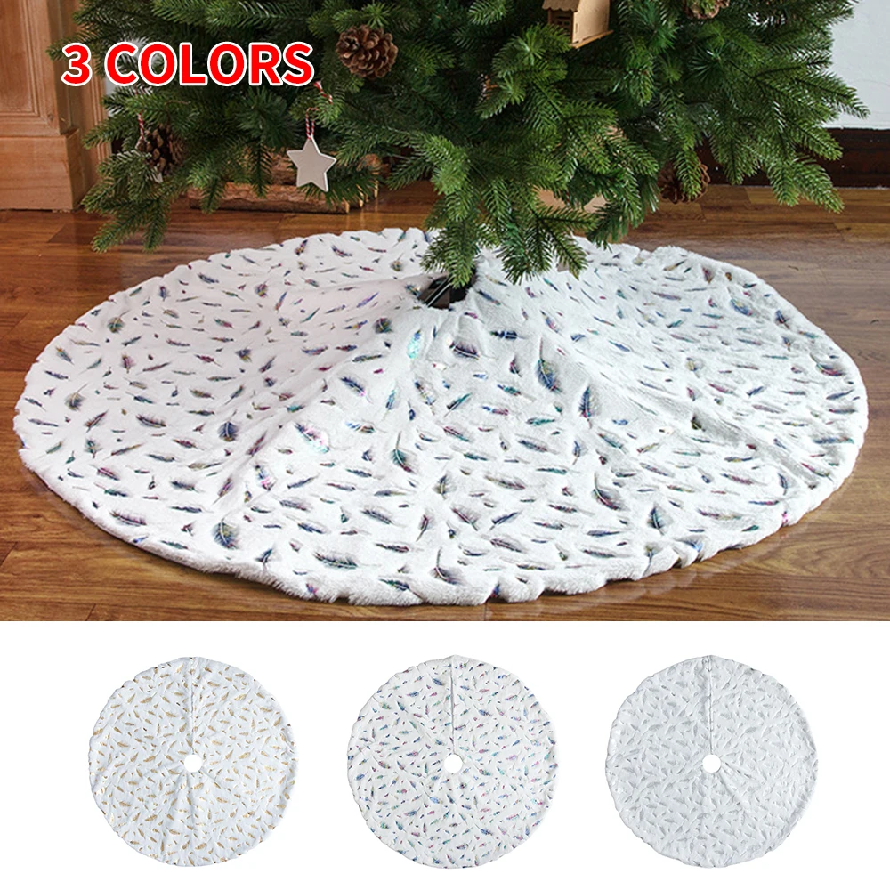 

Christmas Tree Skirt Grand Ceremony Party Non-woven Fabric 3 Colors Polychromatic Plush Tree Skirt Beautiful 90cm Diameter Gift