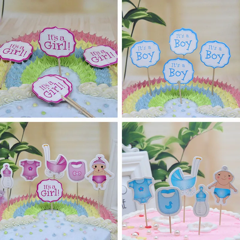 

12 вт/18/20 штук Baby Shower для капкейка-для мальчиков и девочек для крещения синего цвета День рождения украшения дети торжественном мероприятии, ...