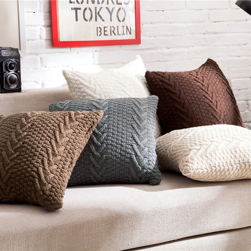 

Super Soft Knitted Cushion Cover 45*45cm Nordic Home Decor Pillowcase Coreless Pillow Cushion Cover Car Decor Photography Props