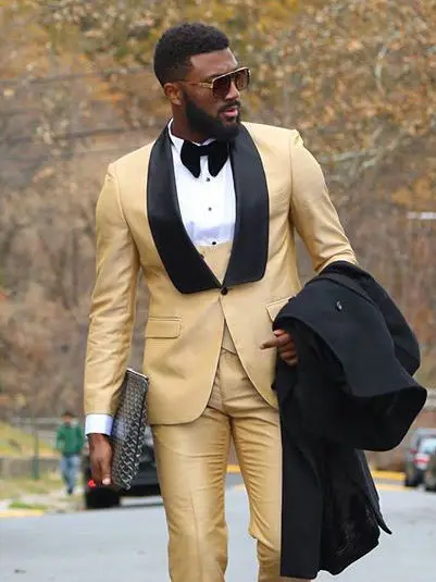 

2022 Champagne Men Suits 3 Pieces Best Man Jacket Terno Slim Costume Homme Formal Groomsmen Groom Tuxedos Wedding Suits For Men