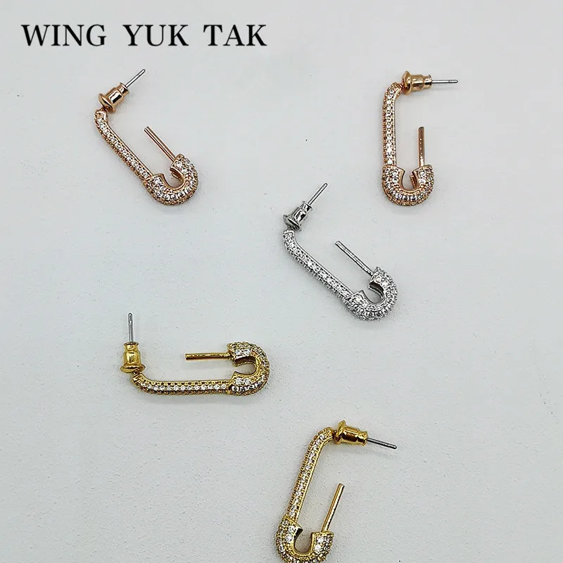 Крыло ЮК так Роскошный Сияющий циркон серьги для женщин рок стиль медная булавка