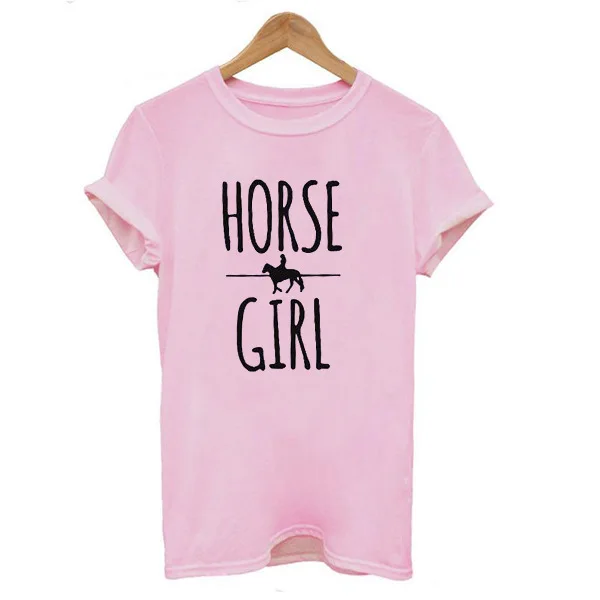 HORSE для девочек футболка с буквенным принтом Для женщин коротким рукавом О