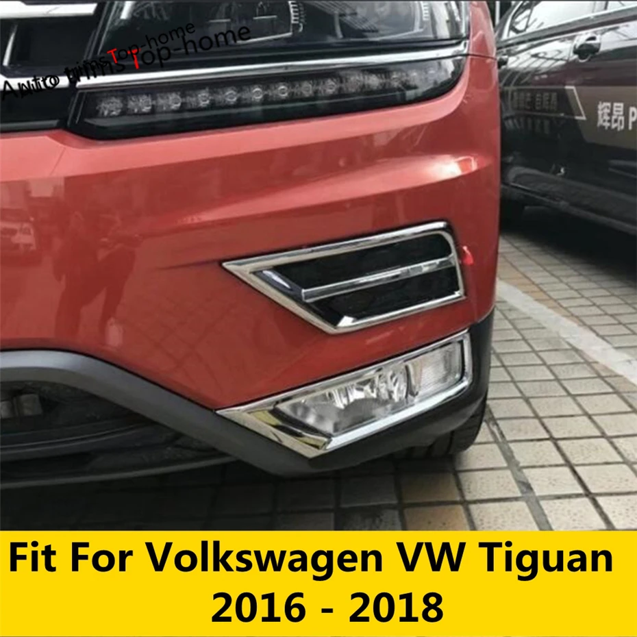 

ABS Chrome Front Head Fog Lights Lamp Protector Decor Cover Kit Trim Accessories Exterior For Volkswagen Tiguan 2016 2017 2018