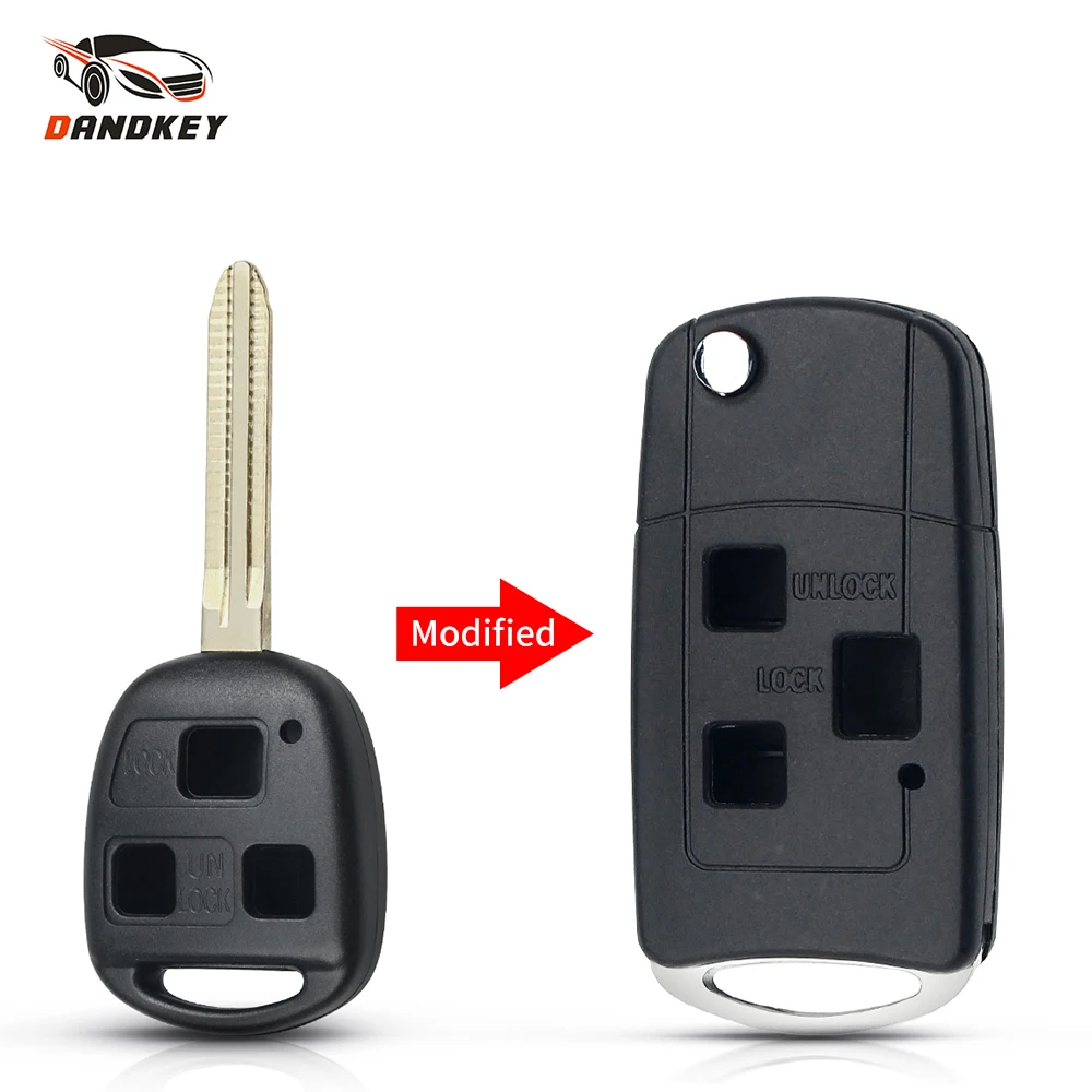 

Dandkey сменный откидной складной ключ, корпус для Toyota Camry 2,4 Vela Yaris Avensis, 3 кнопки, модифицированный телефон