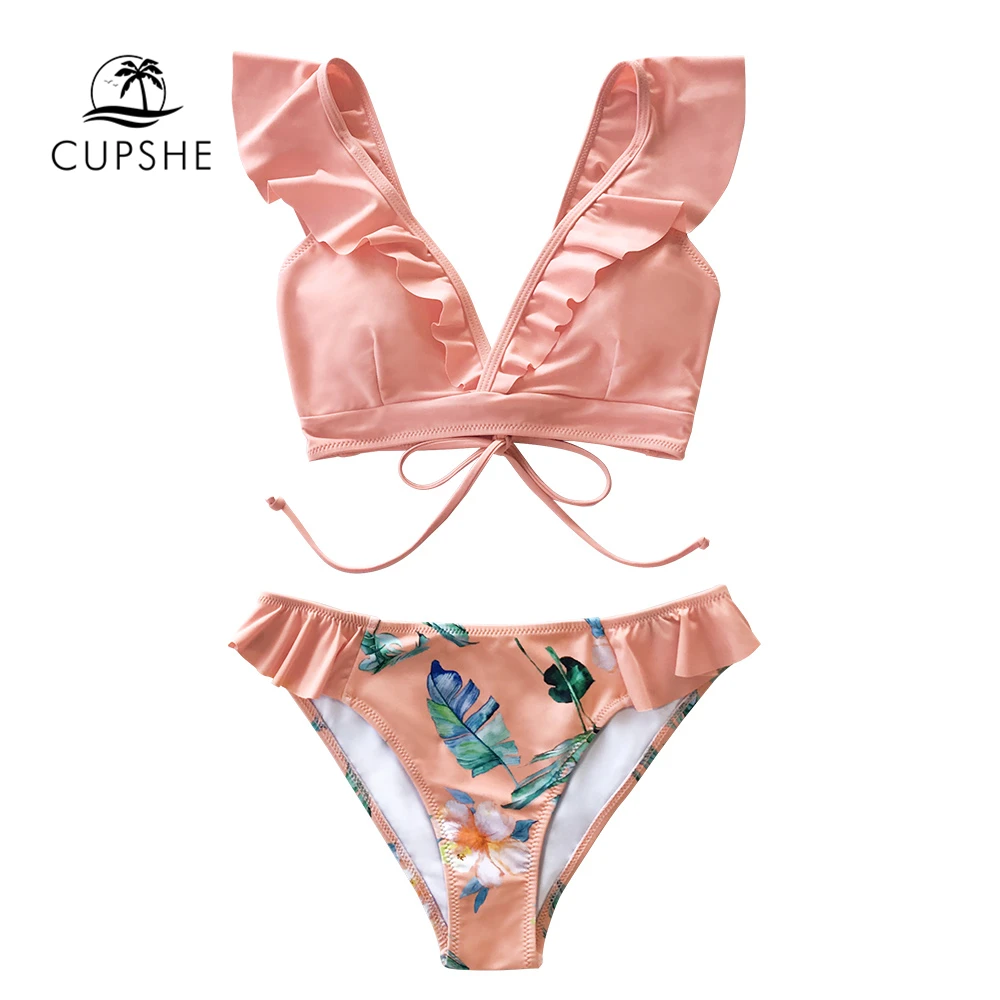 Комплект бикини CUPSHE женский в тропическом стиле пикантный купальник с