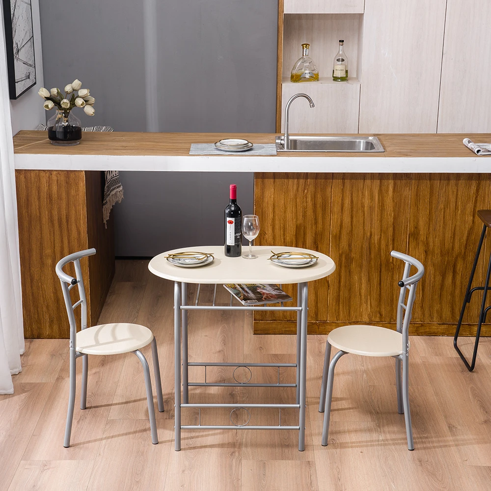 

Breakfast Dining Table Chair Set 1*Desk 2*Stools Home Furniture Modern Simple Space Saving Storage Rack Patio Living Room Garden