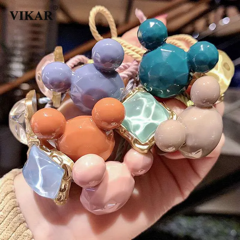

New Women Cute Mickey Elastic Hair Bands Autumn Ponytail Organza Scrunchie Set Hair Ropes Fashion Hair Accessories Headwear
