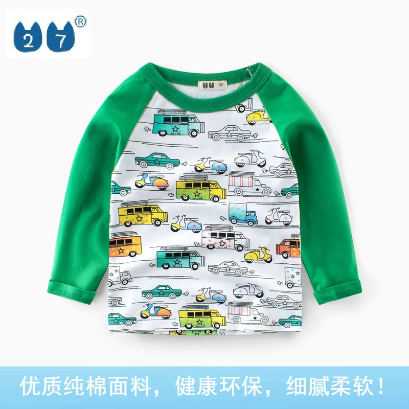 

2021 fashion autumn spring children’s clothing, long-sleeved t-shirt baby undershirt boy’s clothes printed with car
