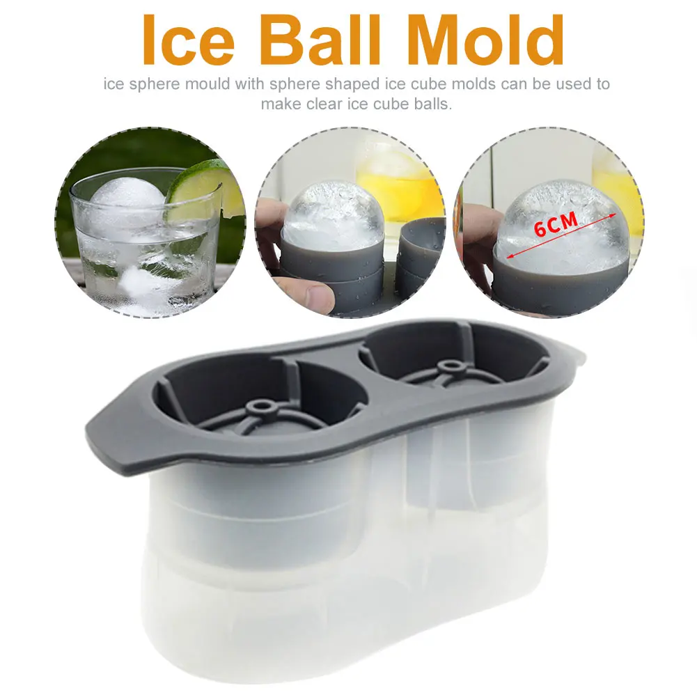 

6.5cm Round Whiskey Cocktails Kitchen Reusable Summer 2 Holes Easy Clean With Lid Party Ice Ball Mold Home Bar DIY Quick Release