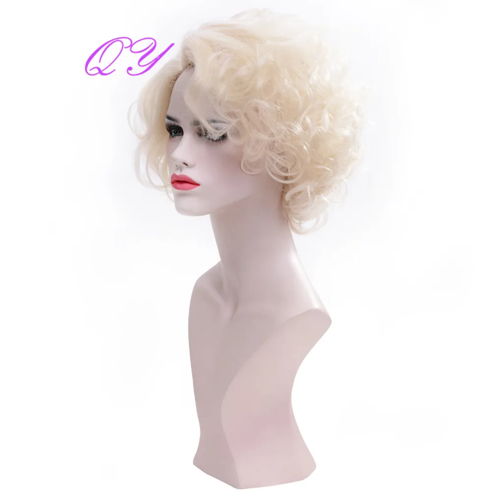 Synthetic Short Blonde Curly Bob Wig  For Women Daily Or Cosplay Use Natural Fashion Hair