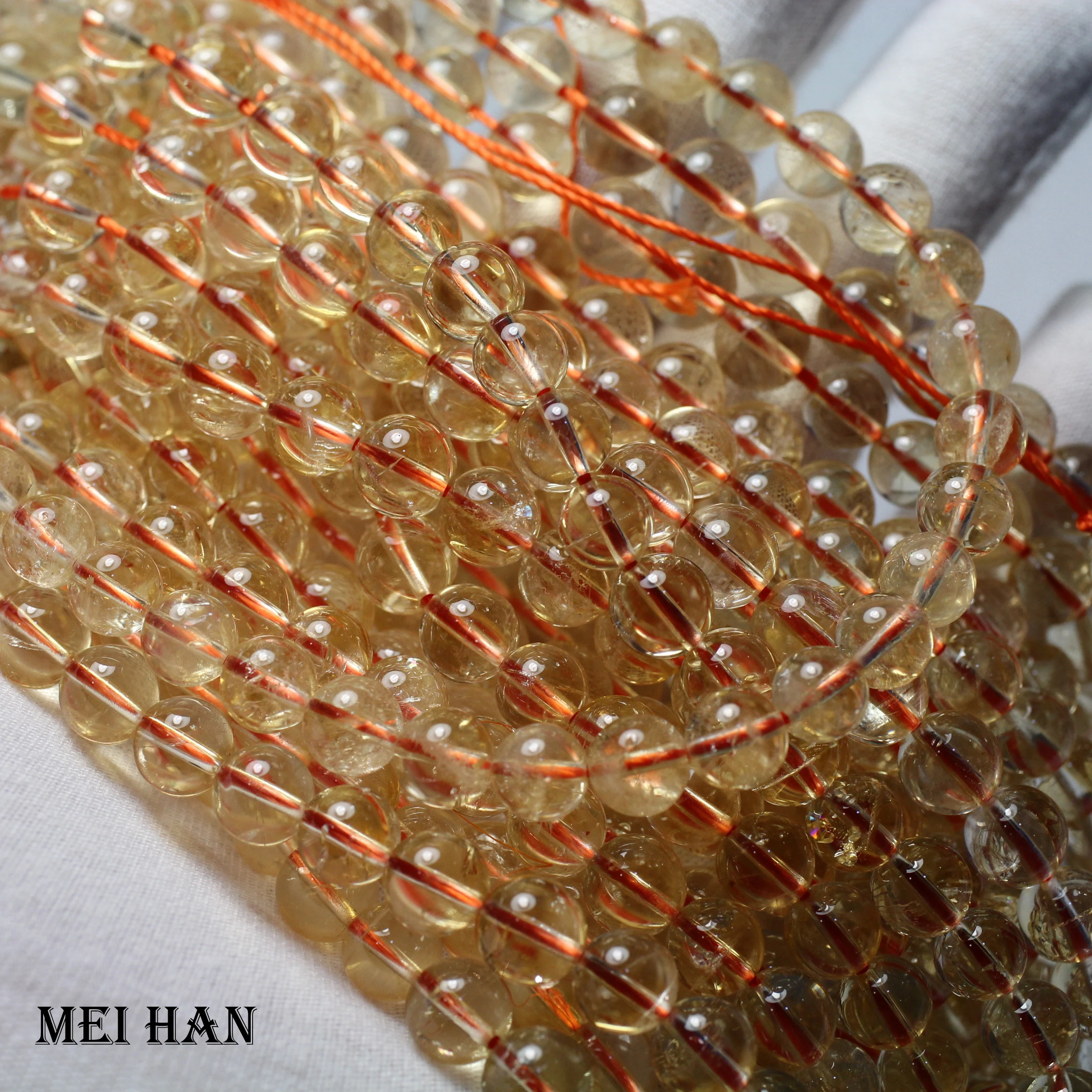 Meihan натуральные 7-7 5 мм прозрачные цитрины (2 нити/набор) Гладкие Круглые бусины