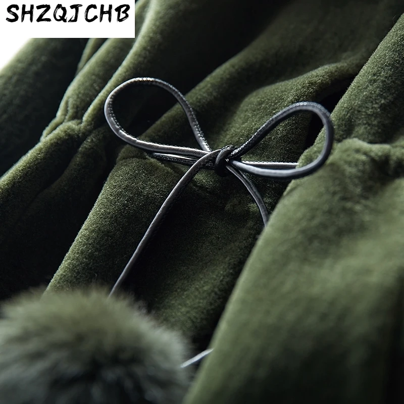 

JCHB 2021 Sheep Shearing Real Fur Coat Women Winter Warm Genuine Wool Jacket Female Hoody Real Fox Fur Collar Long Parka Mujer L