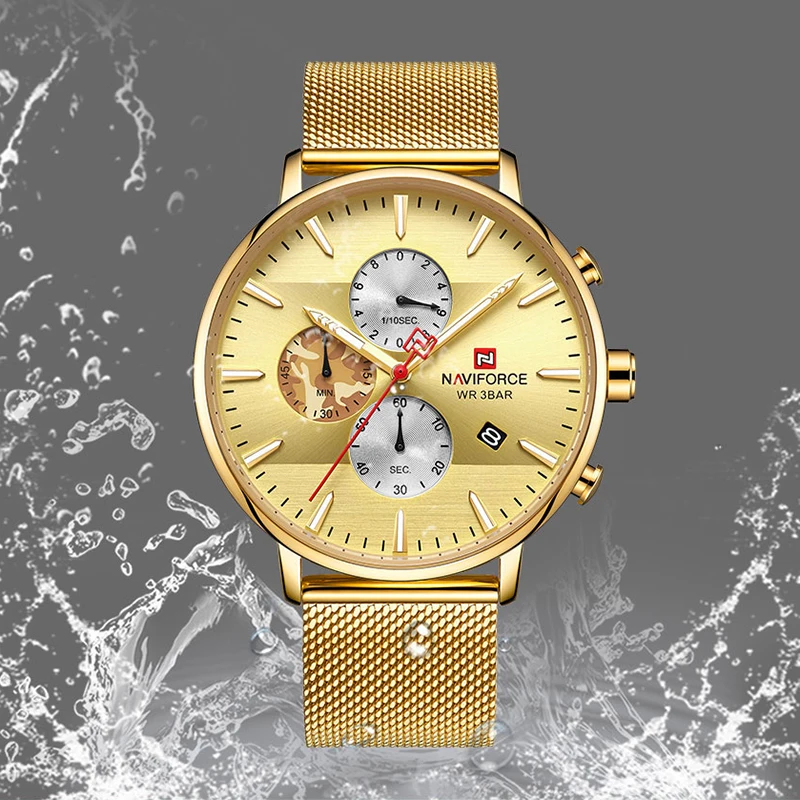 Часы наручные NAVIFORCE Мужские кварцевые брендовые Роскошные модные