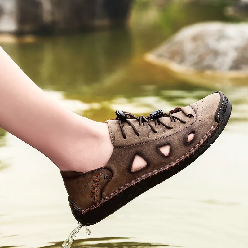 

Men's Casual Shoes Leather Sandals Mens Roman Sandals Man Summer Shoes Male Comfortable Shoe Beach Sandals Fashion