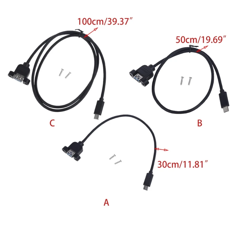 

Universal 30cm/50cm/100cm USB 3.1 Type C USB C Male to USB 3.0 A Female OTG Adapter Cable with Panel Mount Screws