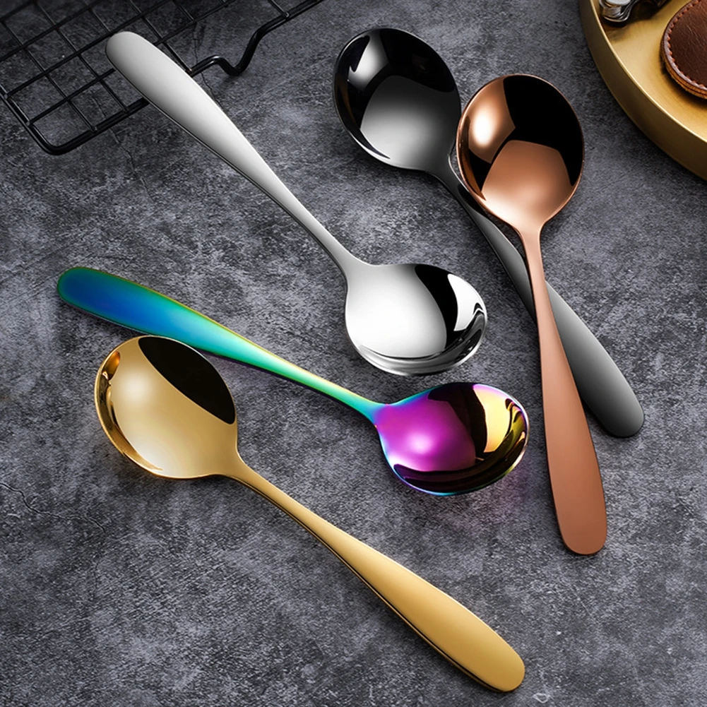 

Золотая ложка с длинной ручкой из нержавеющей стали, десертная ложка для мороженого, перемешивающая ложка, смешивание чая, кофе, столовые пр...