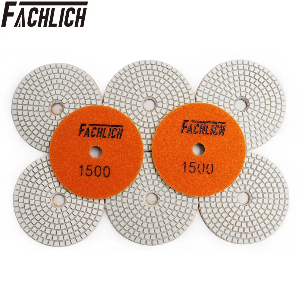 

FACHLICH 8pcs/set Wet Diamond Polishing Pads Resin Bond Sanding Disc for Angle Grinder Grit1500 For Granite Marble Dia 100mm