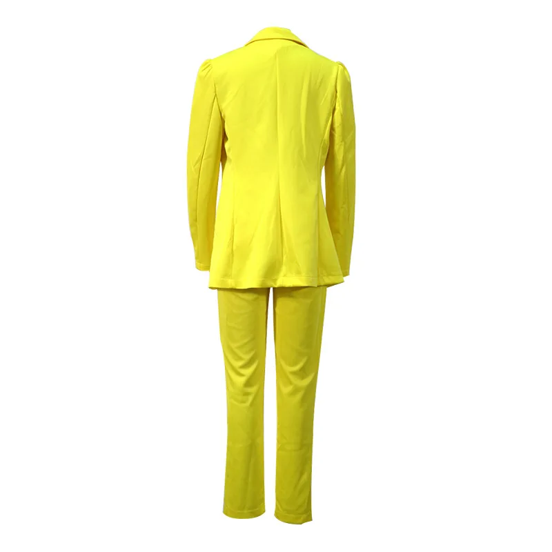 

Women Clothing Streetwear Work Wear Jacket Belt Pencil Pant Solid Color Two Piece Lady Casual Suit Business Coat Female Blazer