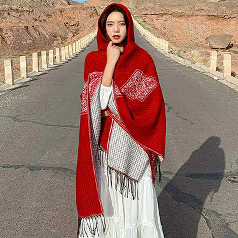 

VANOVICH Desert Tourism Scarf Warm National Wind Cloak Jacket 2022 Autumn and Winter New Womens Cape