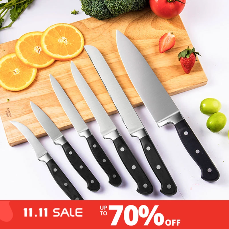 

Набор кухонных ножей 5 шт., острые резцы для шеф-повара, фруктов, хлеба, мяса, из нержавеющей стали, с ручкой из АБС-пластика и смолы, 5Cr1 5Mov