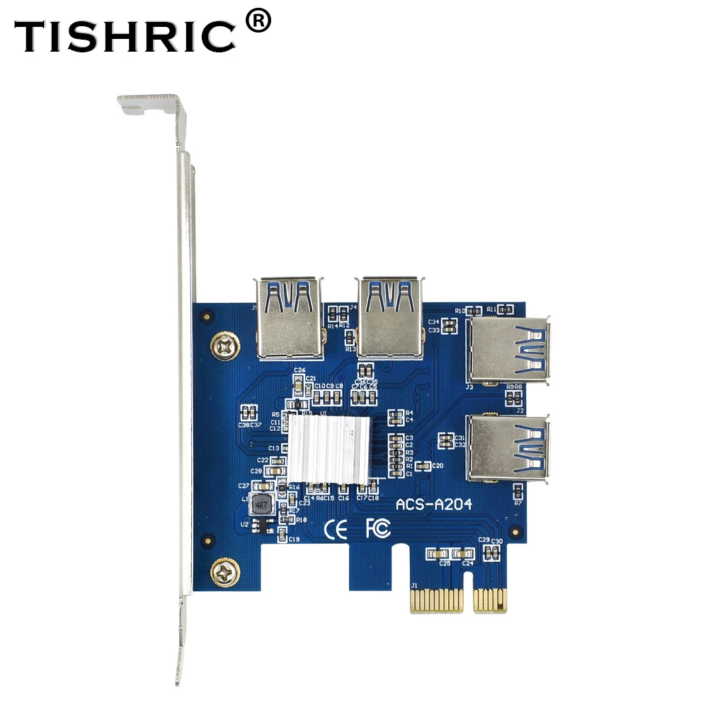 Райзер TISHRIC PCI Express с усилением PCI-E от 1 до 4 PCIE USB 3 0 концентратор 1x 16x для адаптера