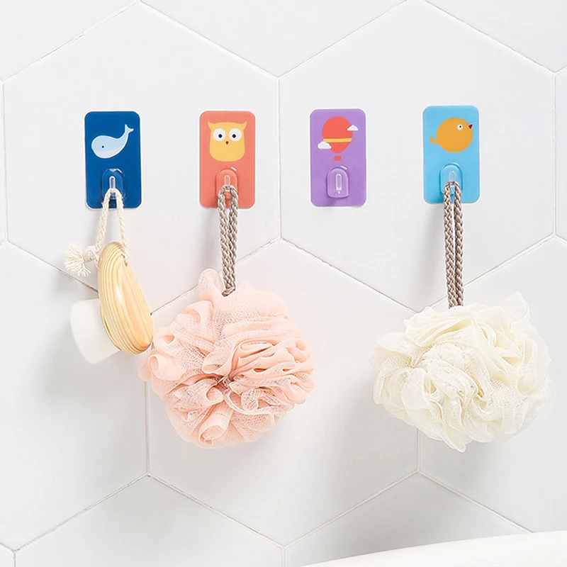 

1pcs Cute Cartoon Wall Hook Free Punching Seamless Hooks Adhesive Wall Kitchen Hanger Non-marking Strong Hook
