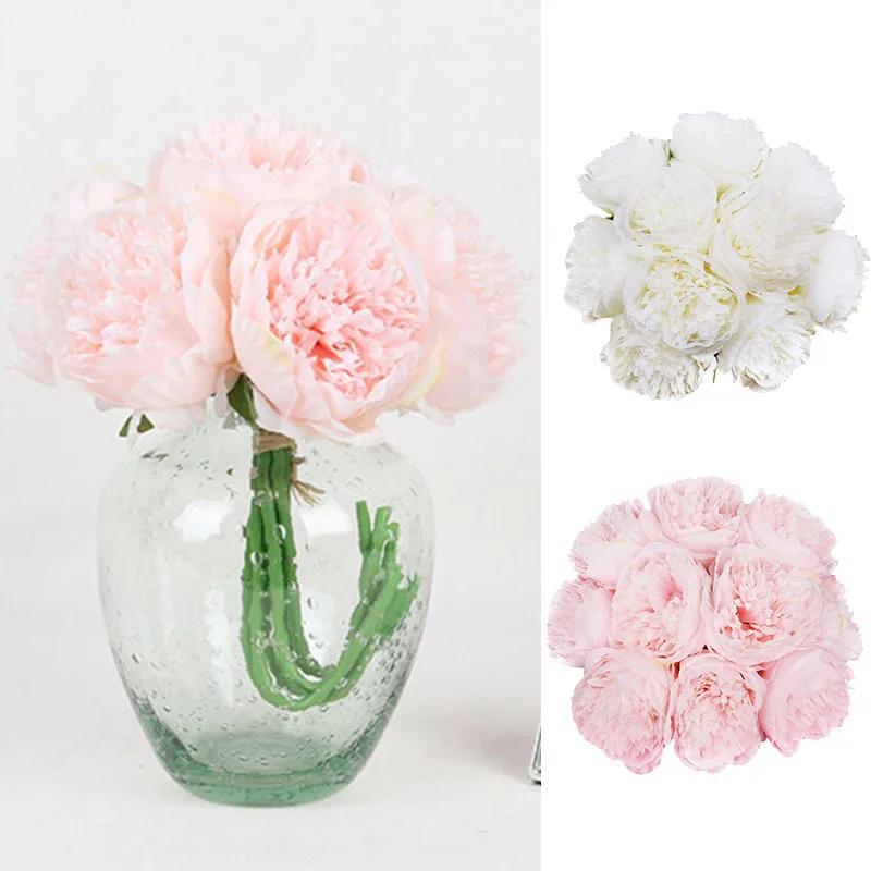 

10 Heads Artificial Flower 10cm/3.9inch 2 Bunches Silk Flowers Bouquet