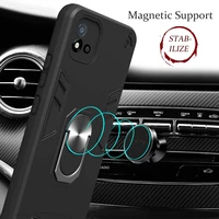 magnetic metal ring stand holder armor shockproof case for oppo realme c20 soft tpu frame hard pc protective back cover fundas