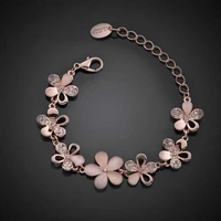 fashion lady flower bracelet cat eye egg stone rose gold color womens bracelet accessory gift