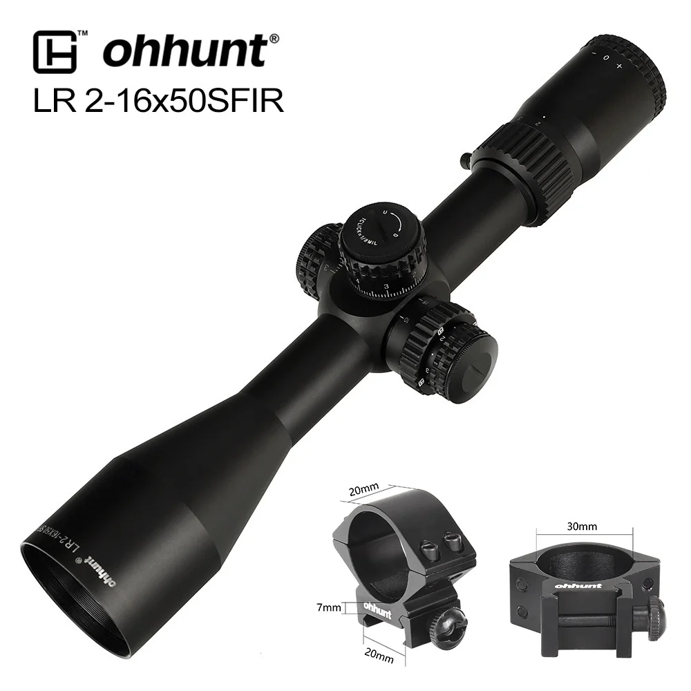 Тактический Оптический прицел LR 2-16x50 SFIR Mil-dot подсвеченный красным оптические прицелы Боковая регулировка параллакса стопор башни нулевой сброс область - Цвет: with Picatinny rings