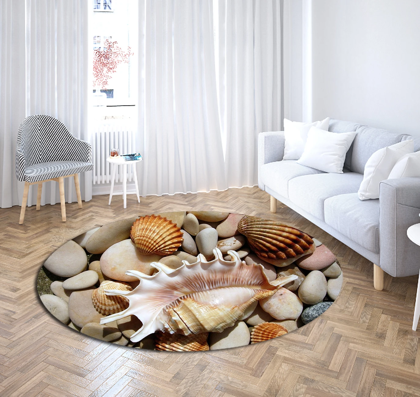 Пляжные коврики из полиэстера с принтом камней круглые для гостиной спальни