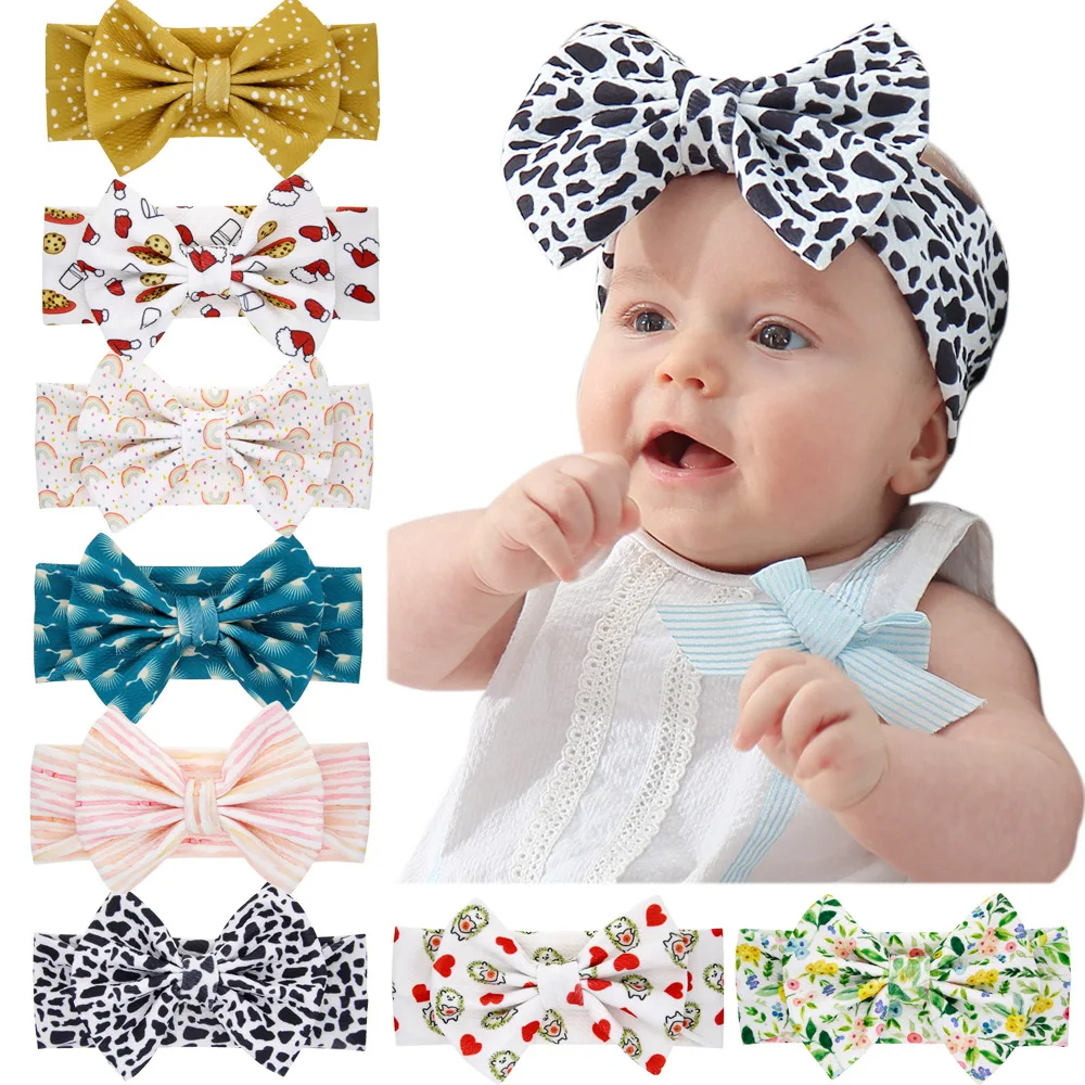 

Balleenshiny Baby Girls Headbands Newborn Infant Print Girl Hairbands Soft Fabric Messy Bow Head Wraps Knot Turban Toddlers