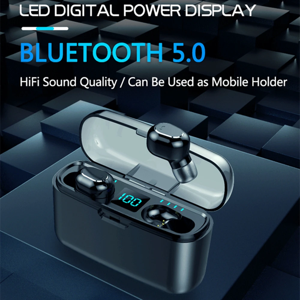 Беспроводные наушники с сенсорным управлением TWS Bluetooth 5 0 стерео светодиодный