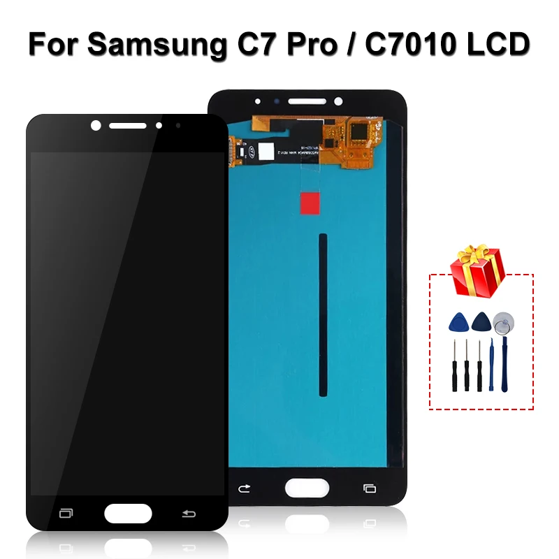 

Original Super AMOLED For Samsung Galaxy C7 Pro C7010 LCD Display Touch Screen Digitizer Assembly Parts SM-C7010 Display