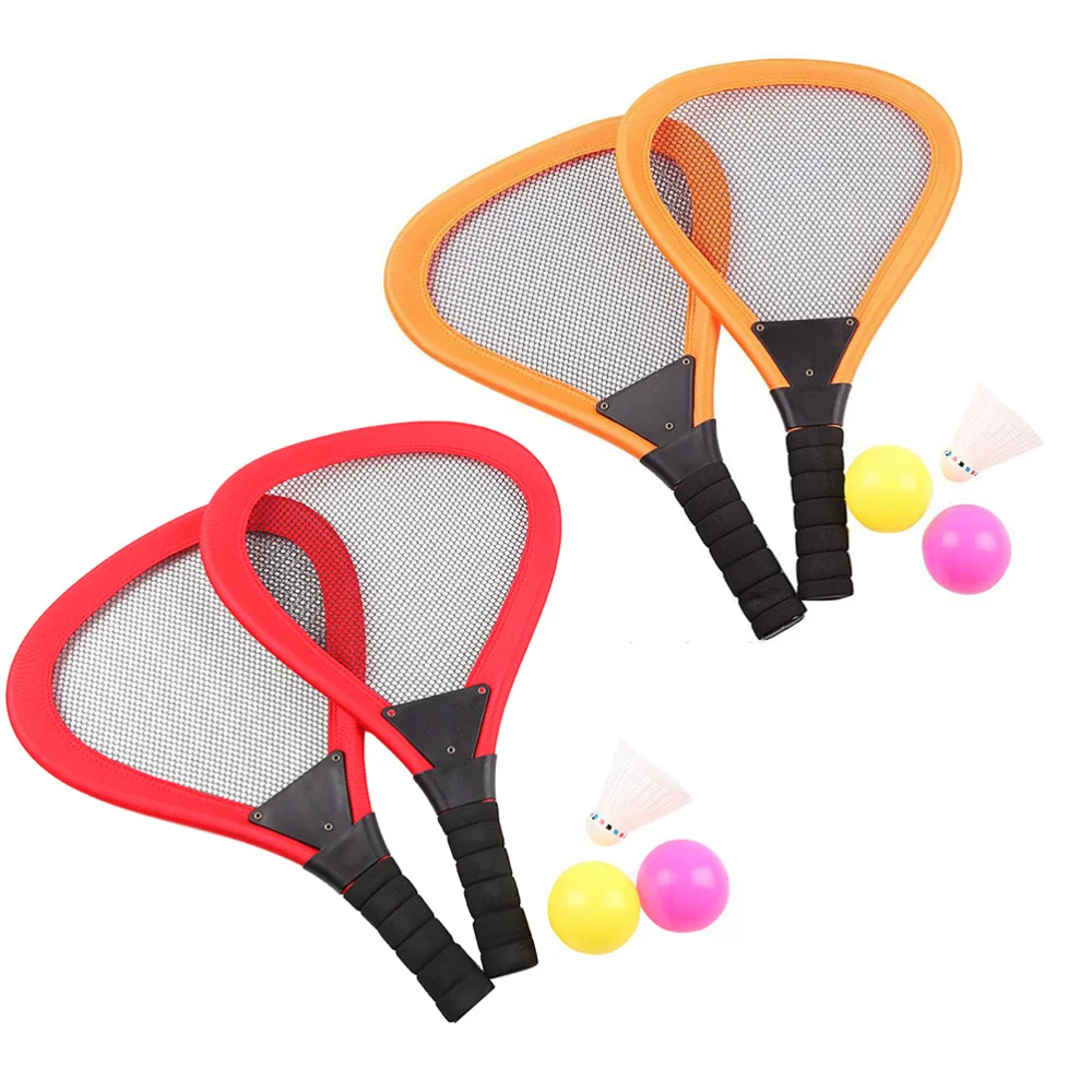 

5pcs Children Cloth Tennis Racket Beach Rackets Beachball Racket Kids Outdoor Supplies (Red 2pcs Racket, 1pc Badminton, 2pcs Oce